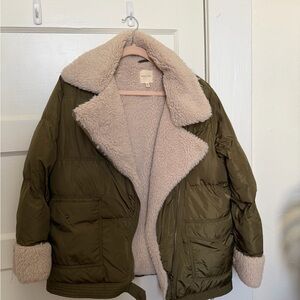silence + noise Plush Cream Sherpa Coat